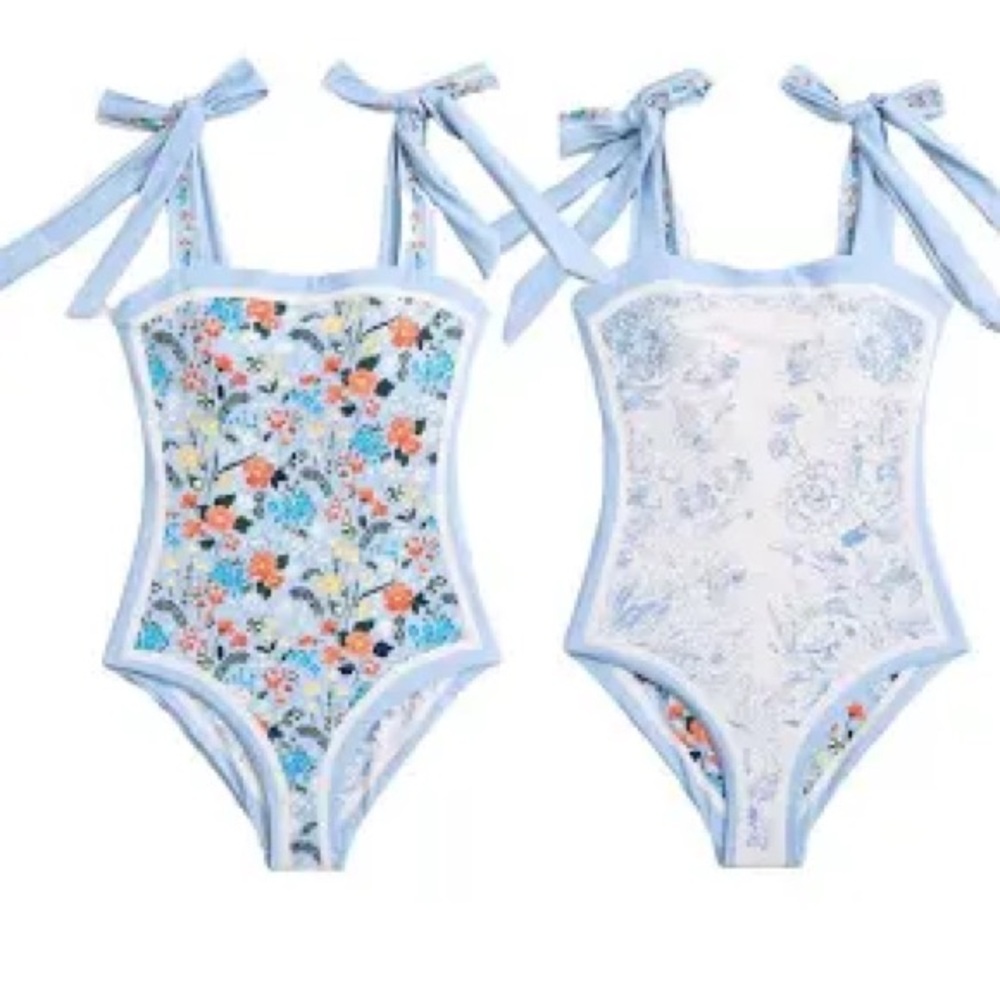 Asher One Piece Reversible tummy control Bustier Floral Print Monokini swim suit